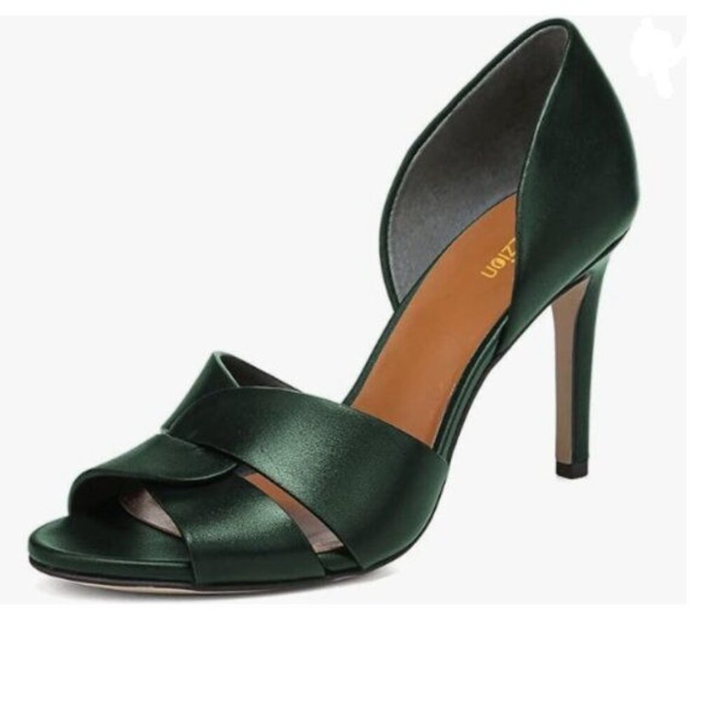 Pazzion Green Open Toe High Heeled D'Orsay Pumps Slip On Two Pieces Sandals